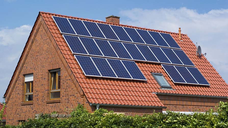 Solar panels installed on the roof of a house