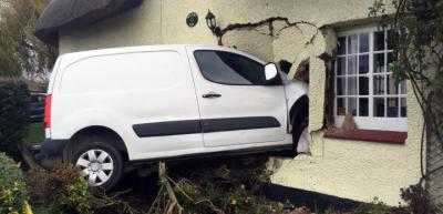 Van through wall - dangerous structure attended by Central Bedfordshire Building Control team