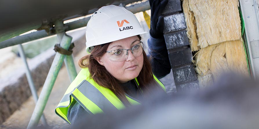 LABC building control surveyor inspecting and doing safety checks on a construction site