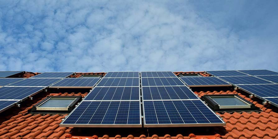 Solar panel system installed on a roof