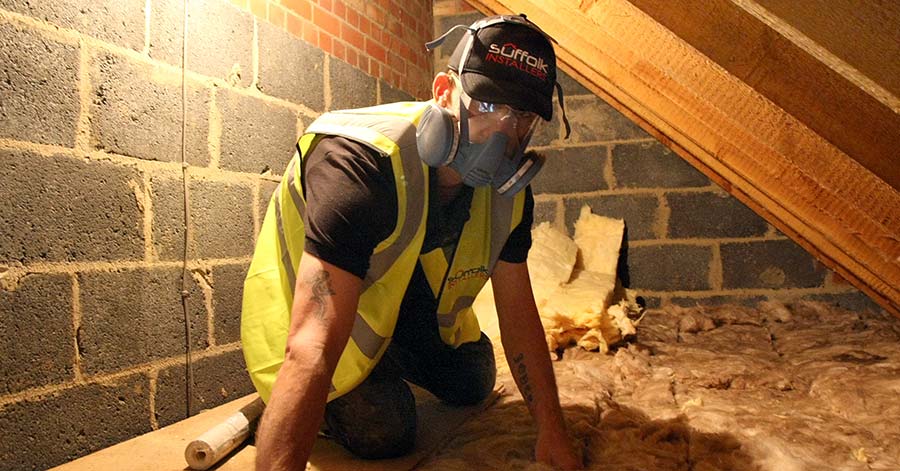 Suffolk installer working on loft insulation