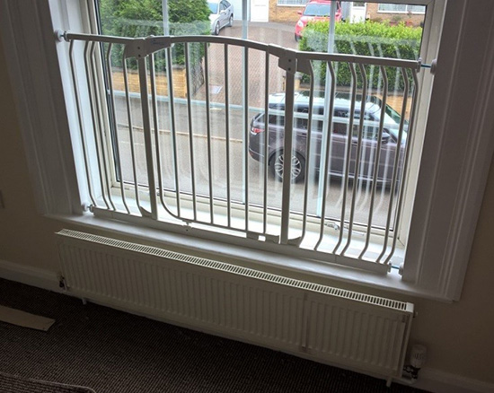 Child safety gate on a window