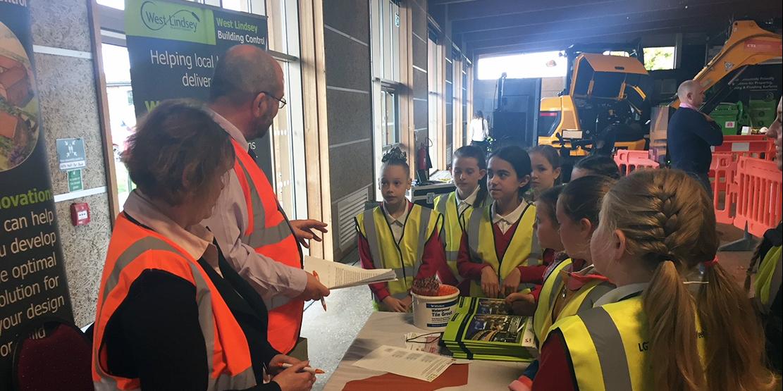 West Lindsey Building Control with schoolchildren