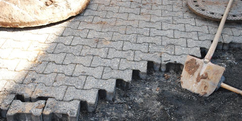 Paved area on building site under construction
