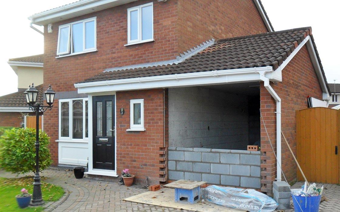 Integral garage conversion in progress