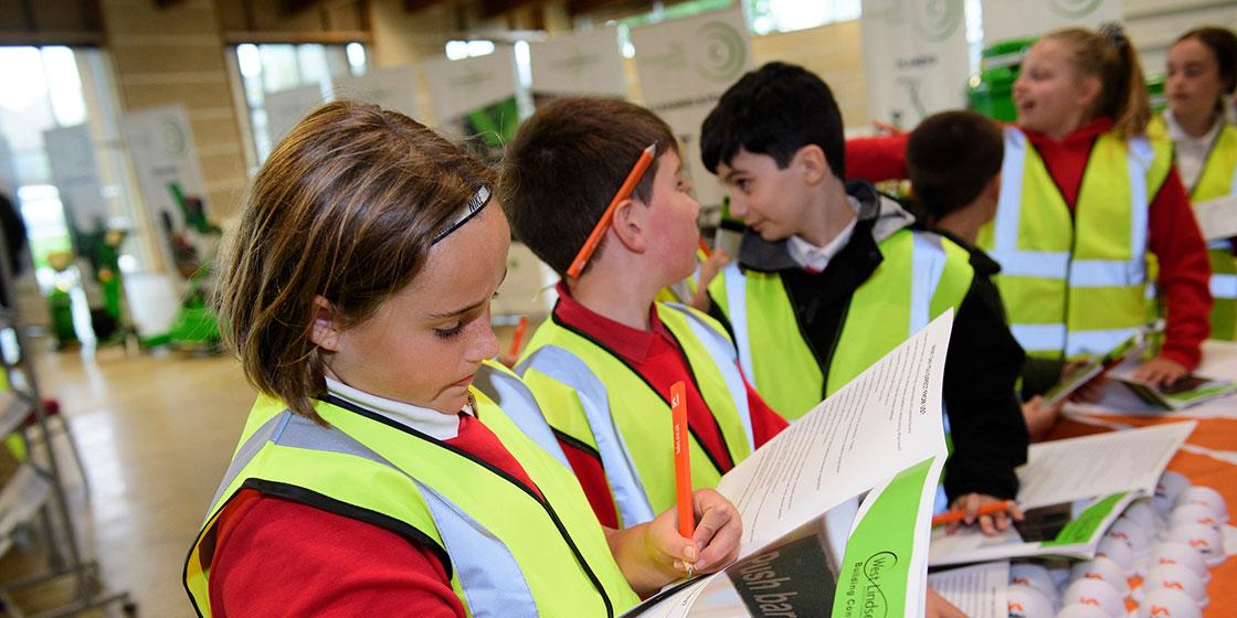 Schoolchildren at Construction Week 2019, Lincolnshire Showground, West Lindsey