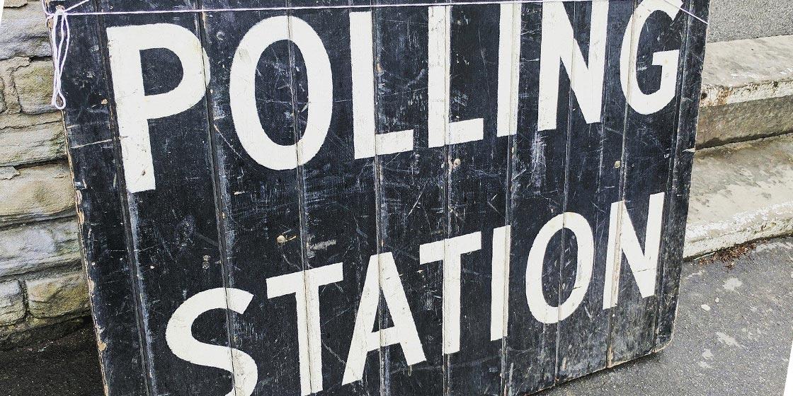 Polling station sign - UK 2019 general election