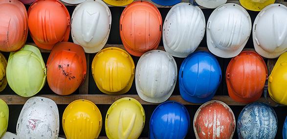 Group of hard hats