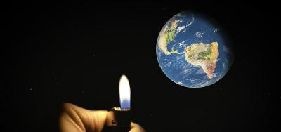 Insulating challenges - picture of the earth with a lighter