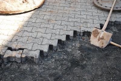 Paved area on building site under construction