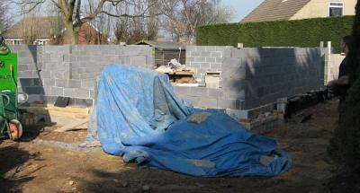 Wind damage on a construction site