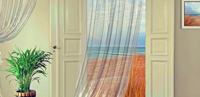 Breeze blowing through door representing ventilation of a habitable room